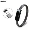 ANSTY Portable Braided Leather Charger Cord Smart USB Charging Cable Bracelet Cord For Android IPhone Phone