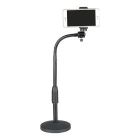 5 Core Gooseneck Phone Holder Stand for Desk Table Flexible Arm with Anti-Skid Round Base , Cell Phones Mount Clamp Compatible with iPhone Samsung