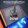 QOOVI 42.5W Car Charger PD Fast Charging For iPhone 14 Pro Quick Charge 3.0 Car Phone Charger For Xiaomi Samsung POCO