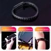 ANSTY Portable Braided Leather Charger Cord Smart USB Charging Cable Bracelet Cord For Android IPhone Phone