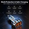 QOOVI 44W Car Charger PD USB Type C 3 Ports Fast Charging USB Quick Charge Phone Charger For iPhone 14 Pro Xiaomi Samsung Huawei