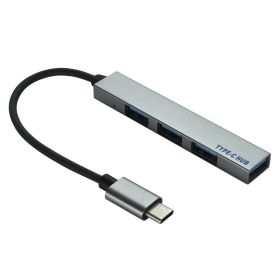 Notebook Type-C HUB 4-port USB Deconcentrator Aluminum Alloy Multi-port USB HUB Typec Docking Station (Color: Grey)