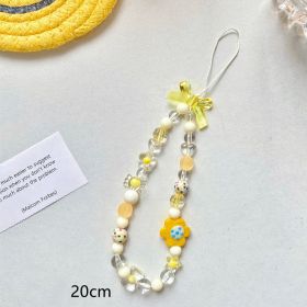 Beaded Flower Mobile Phone Lanyard Jewelry Accessories Hand Rope Lanyard (Color: Yellow)