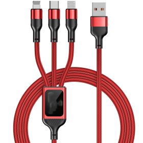 Three-in-one Data Cable 66W Quick Charge One Drag Three (Option: Red Without packaging)