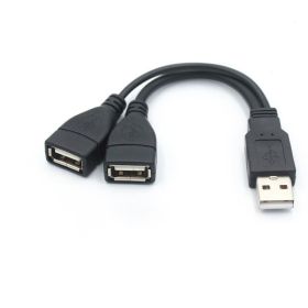 Mounted USB One Two Data Line Extension Cable Adapter Car (Color: Black)