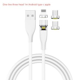 Three In One Data Cable 540 Degree Rotation Spherical Magnetic Charging (Option: White-One line three heads 1m)