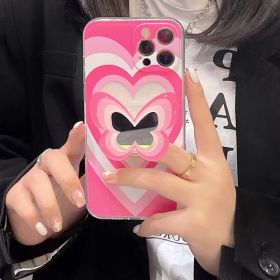 Color Butterfly Stand Silicone Phone Case (Option: Pink phone case-IPhone14Pro max)