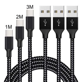 Mobile Phone USB Braided Nylon Charging Data Cable (Option: Black and white-1M)