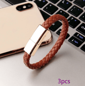 New Bracelet Charger USB Charging Cable Data Charging Cord For IPhone14 13 Max USB C Cable For Phone Micro Cable (Option: Brown 3pcs-Android interface-22.5cm)