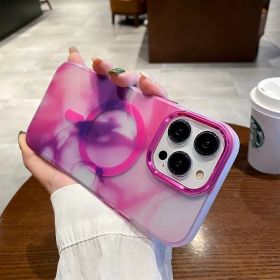 Ink Color Oil Painting Magnetic Suction Phone Case (Option: Pink-IPhone13)
