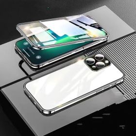 Suitable For 14 Mobile Phone Case Double-sided Magnetic Glass (Option: Silver-IPhone14)