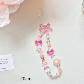 Beaded Flower Mobile Phone Lanyard Jewelry Accessories Hand Rope Lanyard (Color: Pink)