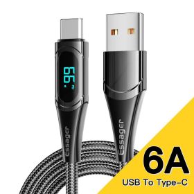 Digital Display Fast Charging Zinc Alloy Data Cable (Option: 6A66W data cable black-1M)