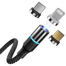 Magnetic Data Cable One-to-three Usb Fast Charging (Option: Black-2m Apple Android Typec)