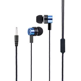 Braided Strip Line Microphone Extra Bass Weaved Earphone Cable (Option: Blue Color Bag)