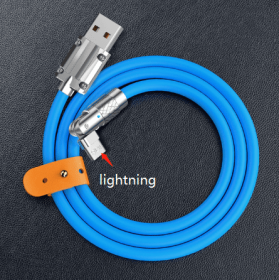120W Fast Charge Data Cable 180 Degrees Rotary Elbow Zinc Alloy Silicone Wire (Option: Apple silver shell blue-1.2M)