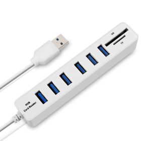 USB Deconcentrator 20 HUB 2 In 1 Card Reader SDTF 6USB 2 Extender HUB Card Reader (Color: White)