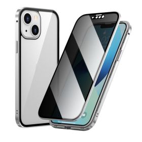 Privacy-proof Magneto Phone Case Double Sided Metal Frame (Option: Silver-IPhone14plus)