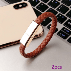 New Bracelet Charger USB Charging Cable Data Charging Cord For IPhone14 13 Max USB C Cable For Phone Micro Cable (Option: Brown 2pcs-Apple interface-22.5cm)