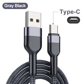 Nylon Braided Copper Super Fast Charging Cable (Option: Black-2m 5A Typec)
