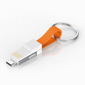 New Micro USB Type-C 3-in-1 Magnet Data Cable (Color: Orange)