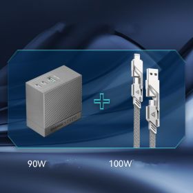 Notebook Fast Charge Data Cable Three-in-one PD (Option: Silver set-220v US)