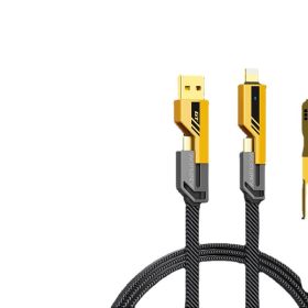 Four-in-one Fast Charge Data Cable Double-headed Tpyec Charging Cable (Color: Yellow)