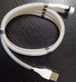 Three In One Data Cable 540 Degree Rotation Spherical Magnetic Charging (Option: White-One line three heads 0.9m)