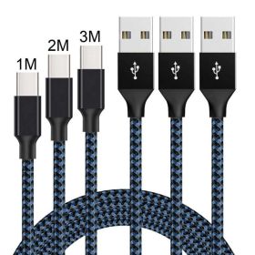 Mobile Phone USB Braided Nylon Charging Data Cable (Option: Black blue-1M)