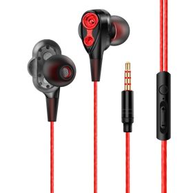 Quad Core Dual Dynamic Metal Subwoofer Headphones (Color: Red)