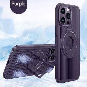 Pull Rod Magnetic Invisible Stand Phone Protective Case (Option: Purple-IPhone12)