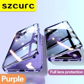For iPhone 14 Pro max phone Case.iPhone 11 12 Mini 13 New 360Â° Full Protection Tempered Magnetic Adsorption Glass cover bag (Material: iPhone 13 Pro MAX)