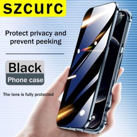 For iPhone 14 Pro max phone Case.iPhone 11 12 Mini 13 New 360Â° Full Protection Tempered Magnetic Adsorption Glass cover bag (Material: iPhone 14 Pro)