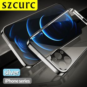 For iPhone 14 Pro max phone Case.iPhone 11 12 Mini 13 New 360Â° Full Protection Tempered Magnetic Adsorption Glass cover bag (Material: iPhone 14 Pro MAX)