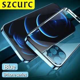 For iPhone 14 Pro max phone Case.iPhone 11 12 Mini 13 New 360Â° Full Protection Tempered Magnetic Adsorption Glass cover bag (Material: iPhone 14)