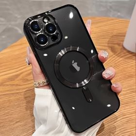Transparent Plating Silicone Transparent Magnetic Magsafe Wireless Charging Phone Case For; IPhone 14 Plus 13 12 11 Pro Max (size: Iphone 14 Pro)
