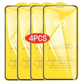 4PCS 9D Screen Protector Tempered Glass For IPhone 13 12 11 Pro Max Protective Glass For IPhone X XR XS Max 7 8 6S Plus 12Pro (Color: For Iphone12)