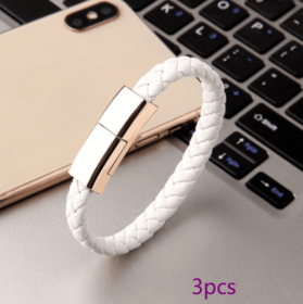 Bracelet Charger USB Charging Cable Data Charging Cord For IPhone14 13 Max USB C Cable For Phone Micro Cable (Color: White 3pcs 22.5cm)