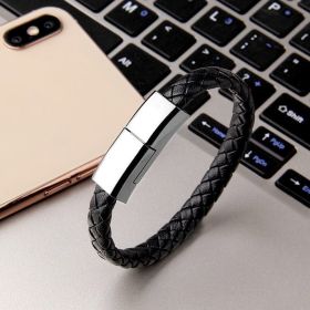 Bracelet Charger USB Charging Cable Data Charging Cord For IPhone14 13 Max USB C Cable For Phone Micro Cable (Color: Black 22.5cm)