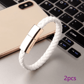 Bracelet Charger USB Charging Cable Data Charging Cord For IPhone14 13 Max USB C Cable For Phone Micro Cable (Color: White 2pcs 20cm)