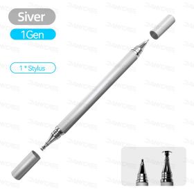 2 in 1 Universal Stylus Pen For Tablet Mobile Android ios Phone iPad Accessories Drawing Tablet Capacitive Screen Touch Pen (Colors: Silver)
