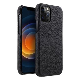 Melkco is suitable for Apple 13ProMax mobile phone case iPhone 14Plus leather 12 min anti slip fall cover (colour: black)