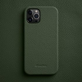 Melkco is suitable for Apple 13ProMax mobile phone case iPhone 14Plus leather 12 min anti slip fall cover (colour: Dark leafy green)