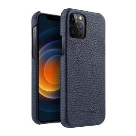 Melkco is suitable for Apple 13ProMax mobile phone case iPhone 14Plus leather 12 min anti slip fall cover (colour: navy blue)