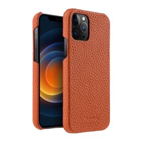 Melkco is suitable for Apple 13ProMax mobile phone case iPhone 14Plus leather 12 min anti slip fall cover (colour: orange)