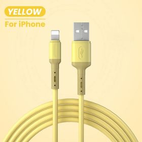 USB Cable For iPhone 14 13 12 11 Pro Max XR XS 8 7 6s 5s Fast Data Charging Charger USB Wire Cord Liquid Silicone Cable 1/1.5/2M (Color: YELLOW FOR iPhone)