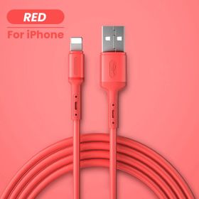 USB Cable For iPhone 14 13 12 11 Pro Max XR XS 8 7 6s 5s Fast Data Charging Charger USB Wire Cord Liquid Silicone Cable 1/1.5/2M (Color: RED FOR iPhone)