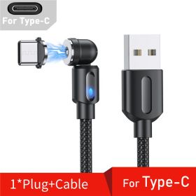 Rotate Magnetic Cable USB Type C Fast Charging Cable For iPhone 11 12 Xiaomi Magnet Charge Micro USB Cable Phone Cord (Color: Black For Type C)