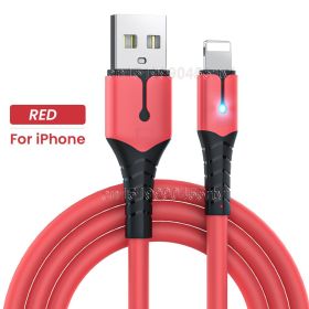 Quick Charge USB Cable For iPhone 14 13 12 11 Pro Max XS 6s 7 8 Plus Origin Mobile Phone Charger Cord Data Charger Wire 1/1.5/2M (Color: Red With Light)