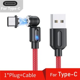 Rotate Magnetic Cable USB Type C Fast Charging Cable For iPhone 11 12 Xiaomi Magnet Charge Micro USB Cable Phone Cord (Color: Red For Type C)